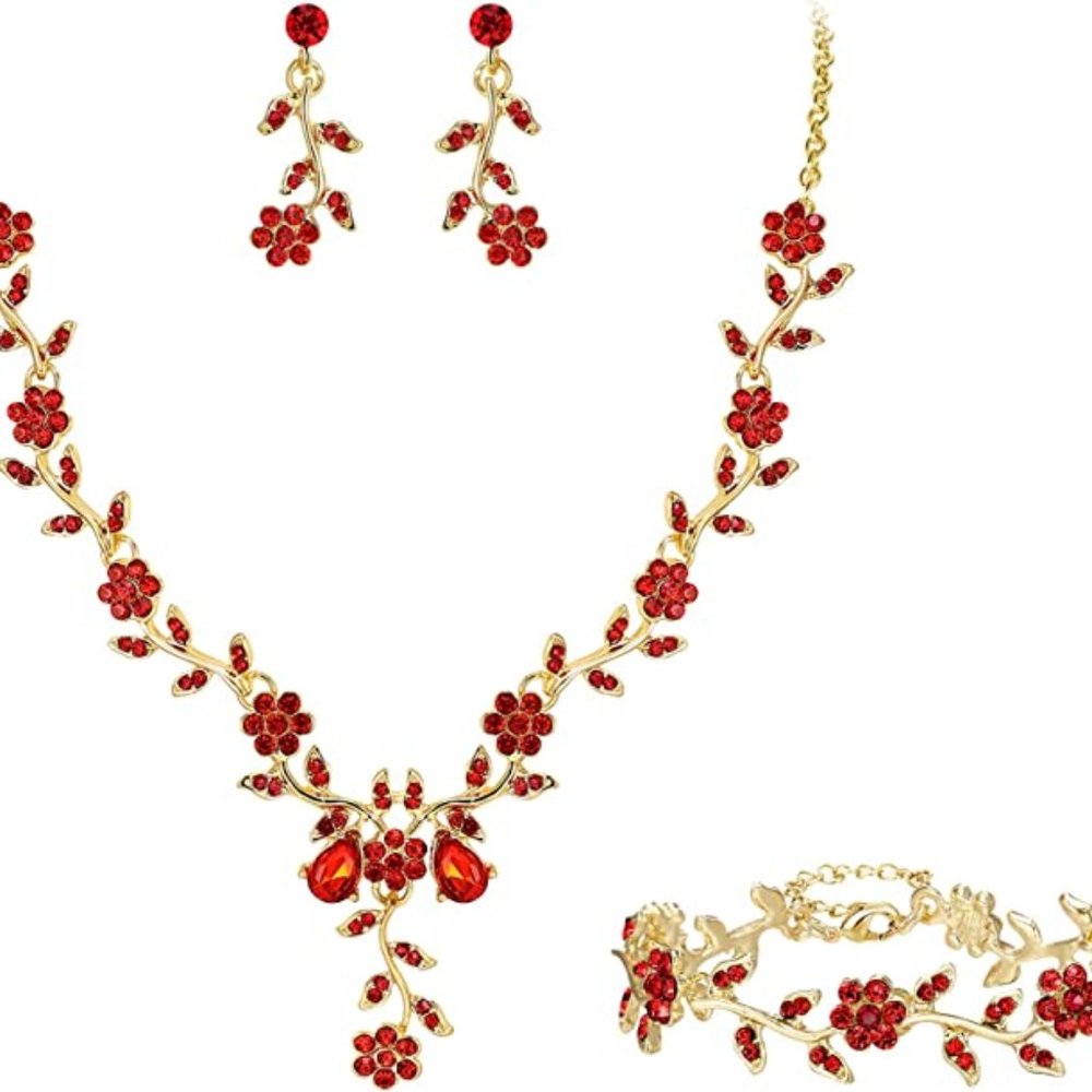 Women's Wedding Jewelry Leaf Cluster Flower Crystal Dangle Earrings Pendant